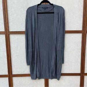 Talbots Gray Ribbed Open Cardigan Mid Length Sweater NWT - Small